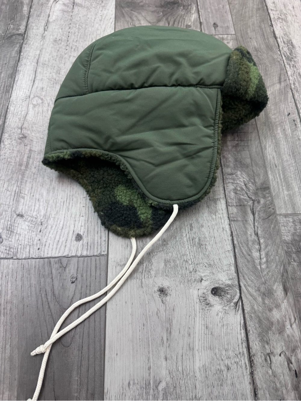North Face Camo Sherpa Fleece Ridge Trapper Hat Green